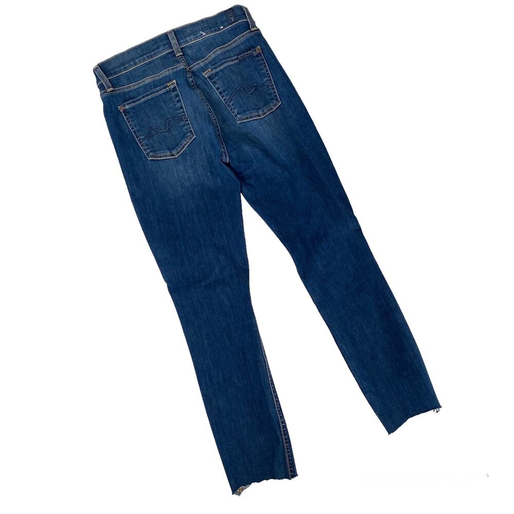 7 For All Mankind Gwenevere Jeans Blue Medium Wash Distressed Skinny Womens 26 - Picture 2 of 11